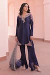 Buy_Label Astha Chhabra_Purple Silk, Satin, Georgette, Organza Embroidery Round Designer Deep Kurta Set _at_Aza_Fashions