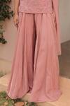 Buy_Label Astha Chhabra_Pink Satin, Organza Beads, Embroidery, Sequins Open Designer Tunic Sharara Set _Online_at_Aza_Fashions