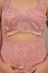 Shop_Label Astha Chhabra_Pink Satin, Organza Beads, Embroidery, Sequins Open Designer Tunic Sharara Set _Online_at_Aza_Fashions
