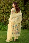Shop_Naaz By Noor_Yellow Chanderi, Cotton, Organza Embroidery Round Neck Light Printed Kurta Set _at_Aza_Fashions