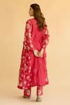 Shop_Naaz By Noor_Pink Chanderi, Cotton Embroidery Round Neck Floral Kurta And Pant Set _at_Aza_Fashions