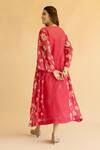 Naaz By Noor_Pink Chanderi Embroidery Round Neck Floral Dress _Online_at_Aza_Fashions