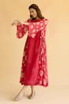 Buy_Naaz By Noor_Pink Chanderi Embroidery Round Neck Floral Dress _Online_at_Aza_Fashions