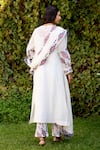 Shop_Naaz By Noor_White Chanderi, Cotton Embroidery Round Neck Multi Color Kurta Set _at_Aza_Fashions