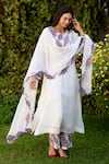 Buy_Naaz By Noor_White Chanderi, Cotton Embroidery Round Neck Multi Color Kurta Set _Online_at_Aza_Fashions