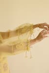 Naaz By Noor_Yellow Chanderi, Organza, Cotton Embroidery Round Neck Printed Kurta And Pant Set _Online_at_Aza_Fashions
