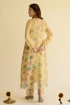 Shop_Naaz By Noor_Yellow Chanderi, Organza, Cotton Embroidery Round Neck Printed Kurta And Pant Set _at_Aza_Fashions