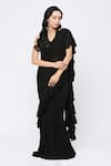 Buy_Neha Mehra_Black Net Beads, Sequins Halter Neck Embellished Padded Blouse _at_Aza_Fashions