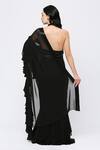 Shop_Neha Mehra_Black Net Beads, Sequins Halter Neck Embellished Padded Blouse _at_Aza_Fashions