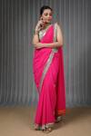 Neha Mehra_Pink Georgette Embroidery Designer Hot Saree _Online_at_Aza_Fashions