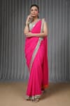 Buy_Neha Mehra_Pink Georgette Embroidery Designer Hot Saree _at_Aza_Fashions
