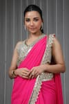 Shop_Neha Mehra_Pink Georgette Embroidery Designer Hot Saree _Online_at_Aza_Fashions