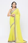 Buy_Neha Mehra_Yellow Georgette Sequins Designer Saree _at_Aza_Fashions