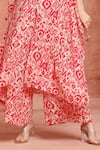 Buy_Neha Mehra_Red Crepe Embroidery V-neck Printed Kaftan And Pant Set 