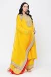 Shop_Neha Mehra_Yellow Georgette Embroidery, Sequins Split V-neck Kurta Set _at_Aza_Fashions