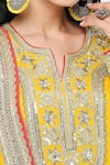 Buy_Neha Mehra_Yellow Georgette Embroidery, Sequins Split V-neck Kurta Set _Online_at_Aza_Fashions