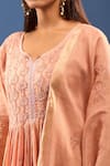 Shop_Samyukta Singhania_Orange Chanderi Cotton Embroidery, Cut Work Round Neck Chikankari Kurta Set _Online_at_Aza_Fashions