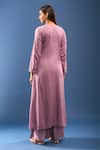 Shop_Samyukta Singhania_Purple Chanderi Cotton Embroidery Round Neck Chikankari Work Kurta Set _at_Aza_Fashions