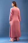 Shop_Samyukta Singhania_Pink Chanderi Cotton Mirrors, Embroidery Round Neck Chikankari Kurta Set _at_Aza_Fashions