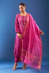 Shop_Samyukta Singhania_Purple Chanderi Cotton Embroidery, Cut Work Round Neck Chikankari Kurta Set _Online_at_Aza_Fashions