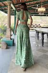 Shop_Basil Leaf_Mint Chiffon V-neck Green Top And Pant Set _at_Aza_Fashions