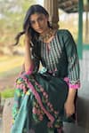 Shop_Basil Leaf_Green Chiffon Embroidery Round Neck Kurta Sharara Set _Online_at_Aza_Fashions