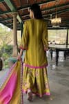 Buy_Basil Leaf_Pink Chiffon Sequins, Embroidery Round Neck Designer Kurta Sharara Dupatta Set _Online_at_Aza_Fashions
