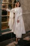 Shop_House Of Kotwara_Ivory Organza, Crepe Embroidery Chikankari Peshwaz Set _Online_at_Aza_Fashions