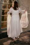 Shop_House Of Kotwara_Ivory Organza, Crepe Embroidery Chikankari Peshwaz Set _at_Aza_Fashions