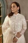 House Of Kotwara Ivory Organza, Crepe Embroidery Chikankari Peshwaz Coat Set Online at Aza Fashions House Of Kotwara_Ivory Organza, Crepe Embroidery Chikankari Peshwaz Coat Set _Online_at_Aza_Fashions