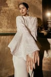 Buy_House Of Kotwara_Ivory Organza, Crepe Embroidery Round Neck Chikankari Peplum Jacket Set _Online_at_Aza_Fashions