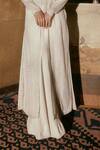House Of Kotwara_Ivory Organza, Crepe Embroidery High Neck Chikankari Chevron Jacket Set _Online_at_Aza_Fashions