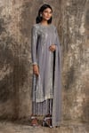 Buy_House Of Kotwara_Gray Georgette, Cotton, Silk, Organza, Cambric Sequins Round Art Deco Kurta Set _Online_at_Aza_Fashions
