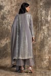 Shop_House Of Kotwara_Gray Georgette, Cotton, Silk, Organza, Cambric Sequins Round Art Deco Kurta Set _at_Aza_Fashions