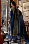 Shop_House Of Kotwara_Blue Georgette, Cotton, Silk Organza Sequins, Royal Art Deco Kurta Set _at_Aza_Fashions