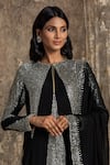 House Of Kotwara_Black Georgette, Cotton, Silk Organza Sequins, Embroidery Art Deco Kurta Set _Online_at_Aza_Fashions