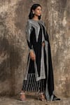 Buy_House Of Kotwara_Black Georgette, Cotton, Silk Organza Sequins, Embroidery Art Deco Kurta Set _Online_at_Aza_Fashions