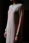 Shop_House Of Kotwara_Peach Georgette, Cotton, Silk Organza Beads, Vintage Rose Art Deco Kurta Set _Online_at_Aza_Fashions