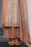 House Of Kotwara_Peach Georgette, Cotton, Silk Organza Beads, Vintage Rose Art Deco Kurta Set _at_Aza_Fashions