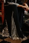 Buy_House Of Kotwara_Black Georgette, Satin Sequins Keyhole Neck Art Deco Kurta Sharara Set _Online_at_Aza_Fashions