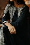 Shop_House Of Kotwara_Black Georgette, Cotton, Cambric Sequins, Beads Keyhole Art Deco Choga Kurta Set _Online_at_Aza_Fashions