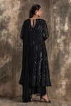 Shop_House Of Kotwara_Black Georgette, Cotton, Silk Organza, Cambric Sequins Barq Choga Kurta Set _at_Aza_Fashions