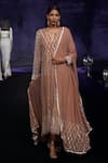 Shop_House Of Kotwara_Pink Georgette, Cotton, Silk Organza, Cambric Sequins, Marsala Choga Kurta Set _at_Aza_Fashions