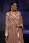 House Of Kotwara_Pink Georgette, Cotton, Silk Organza, Cambric Sequins, Marsala Choga Kurta Set _Online_at_Aza_Fashions