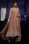 Buy_House Of Kotwara_Pink Georgette, Cotton, Silk Organza, Cambric Sequins, Marsala Choga Kurta Set _at_Aza_Fashions