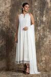 Buy_House Of Kotwara_Ivory Georgette, Cotton, Silk Organza, Cambric Sequins Barq Choga Kurta Set _at_Aza_Fashions