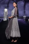 House Of Kotwara_Gray Georgette, Cotton, Silk Organza Embroidery, Cool Grey Choga Kurta Set _Online_at_Aza_Fashions