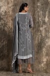 Shop_House Of Kotwara_Gray Georgette, Cotton, Silk Organza, Cambric Cool Grey Barq Kurta Set _at_Aza_Fashions