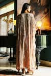 Shop_House Of Kotwara_Peach Georgette, Crepe, Cotton, Cambric Sequins Round Dusky Rose Kaftan Set _at_Aza_Fashions