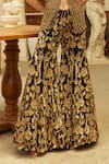 Buy_Mehul Gupta_Gold Net Embroidery V-neck And Blue Hand Kurta Sharara Set 